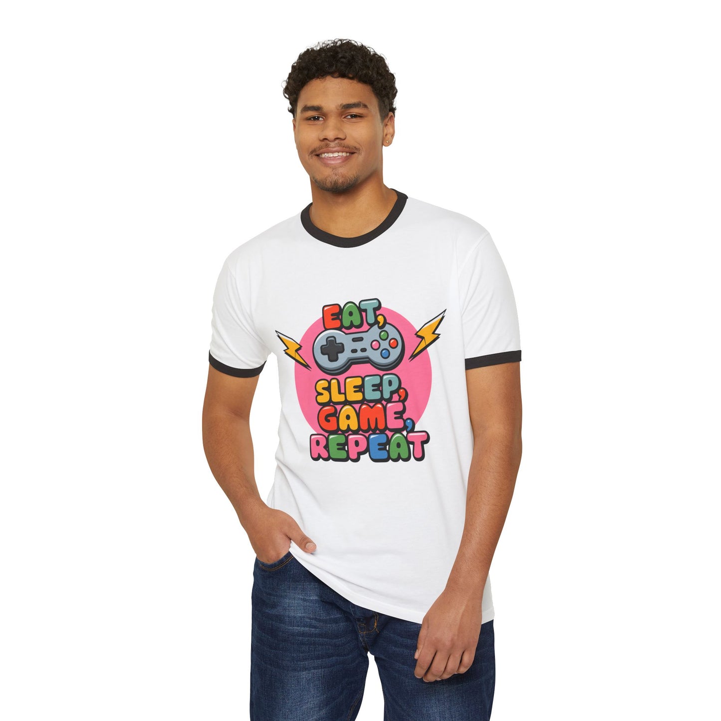 Eat Sleep Game Repeat, Cool Gamer Gift, Casual Tee, Unisex Cotton Shirt, Video Game Apparel, Trendy Streetwear